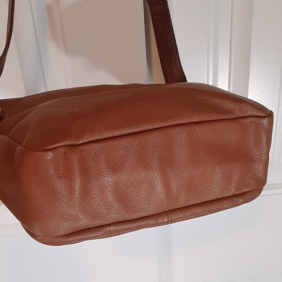Fossil Peyton Double Flap Crossbody Bag Tan Brown Leather - Picture 8 of 16